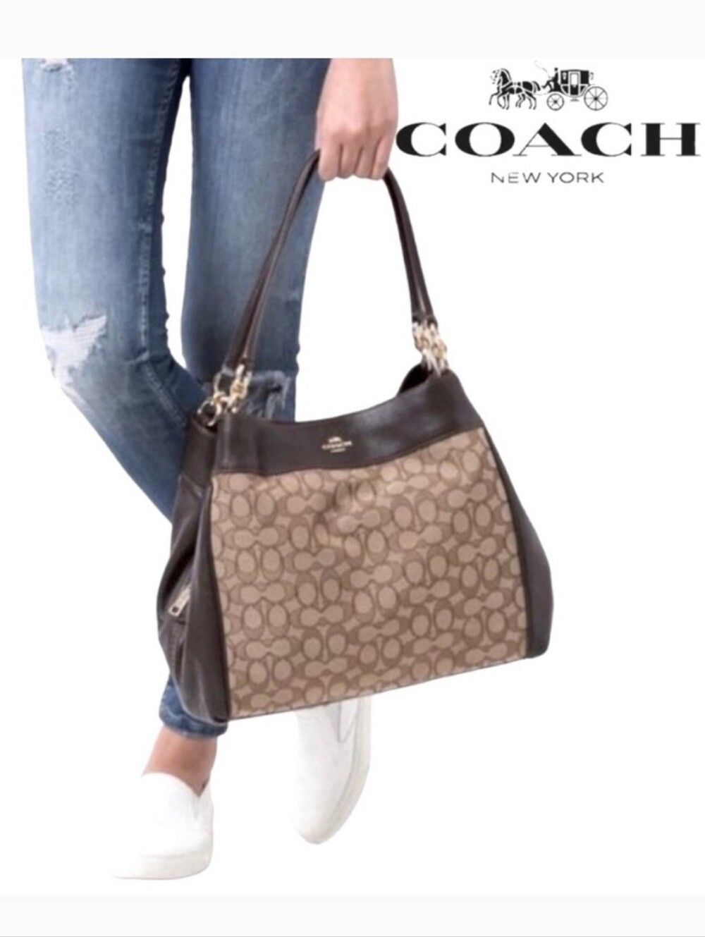 🤎🤎 COACH Lexy Signature Shoulder Bag & Matching Wristlet Wallet 🤎🤎